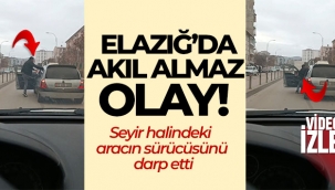 Seyir halindeki aracın sürücüsünü darp etti