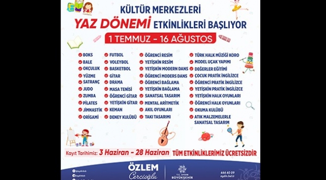 Aydın Büyükşehir Belediyesi’nden dolu dolu yaz kursları