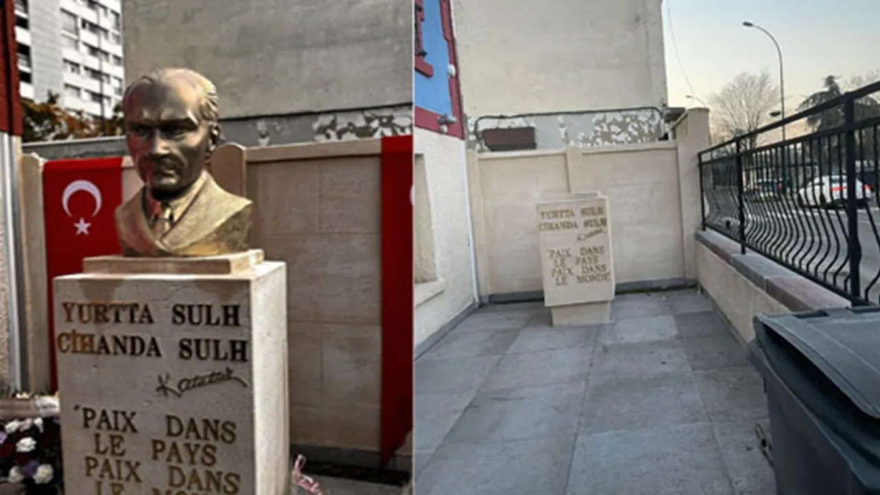 Paris’te bulunan Atatürk büstüne saldırı