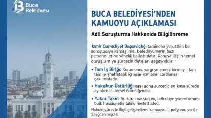 Buca Belediyesi'nden Adli Soruşturma Hakkında Kamuoyu Açıklaması
