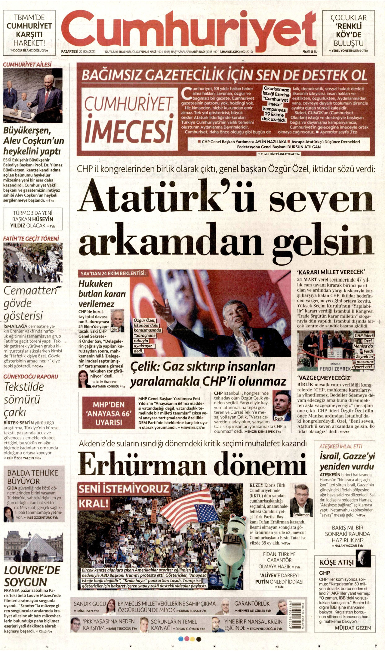 CUMHURİYET Gazete Manşeti