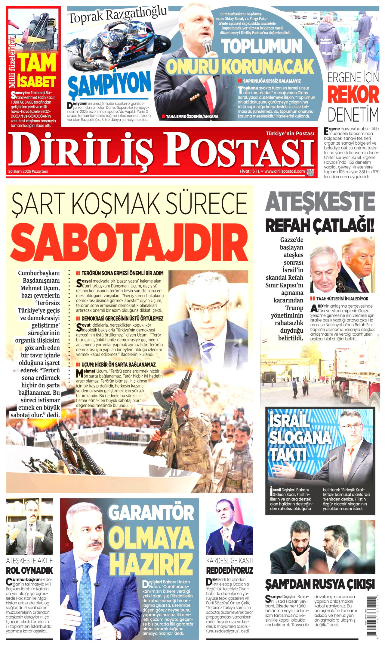 DİRİLİŞ POSTASI Gazete Manşeti