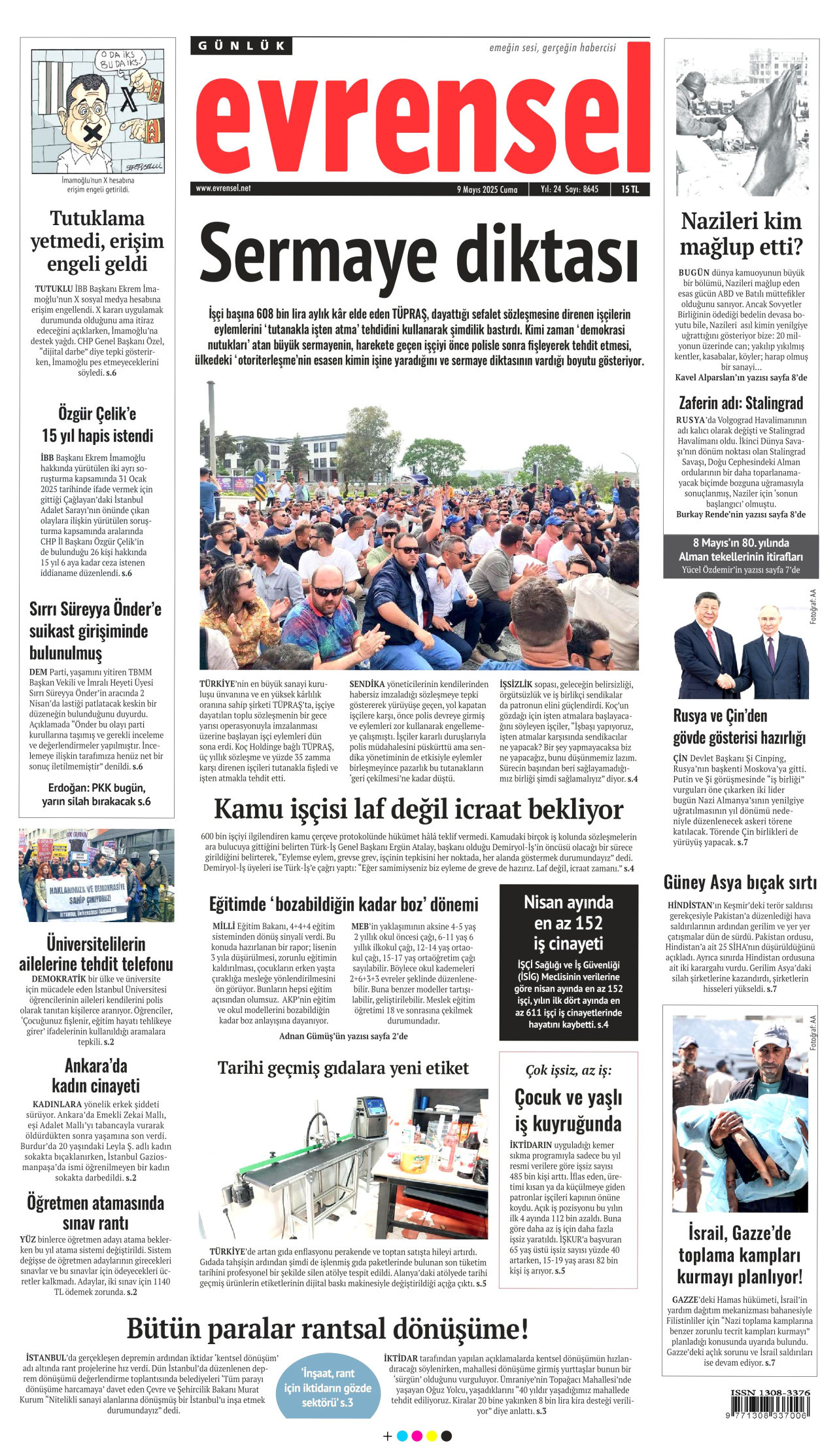 EVRENSEL Gazete Manşeti