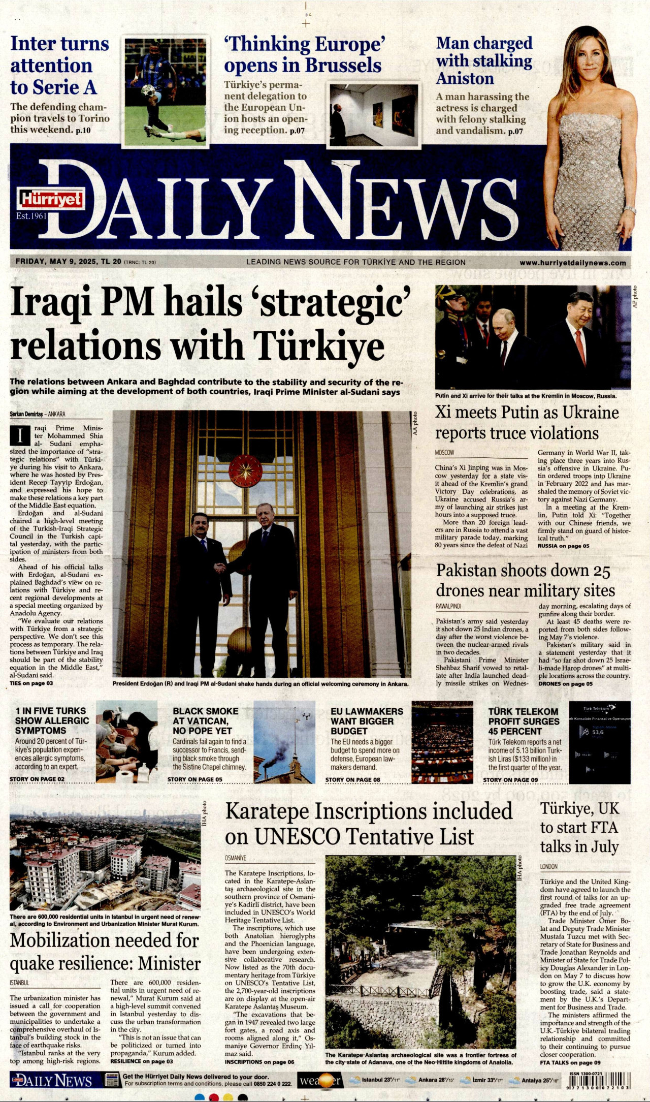 HÜRRİYET DAİLY NEWS Gazete Manşeti
