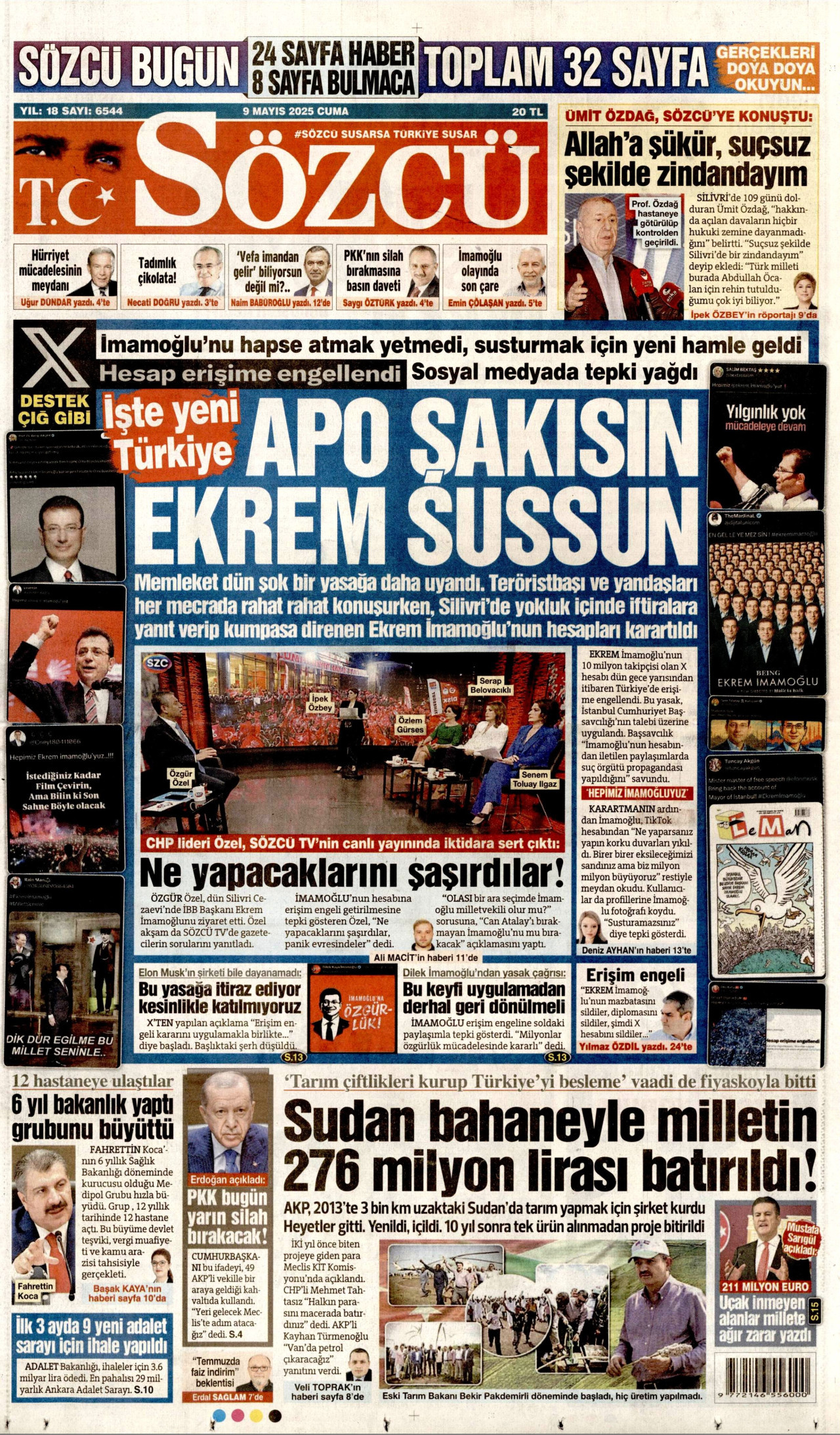 SÖZCÜ Gazete Manşeti