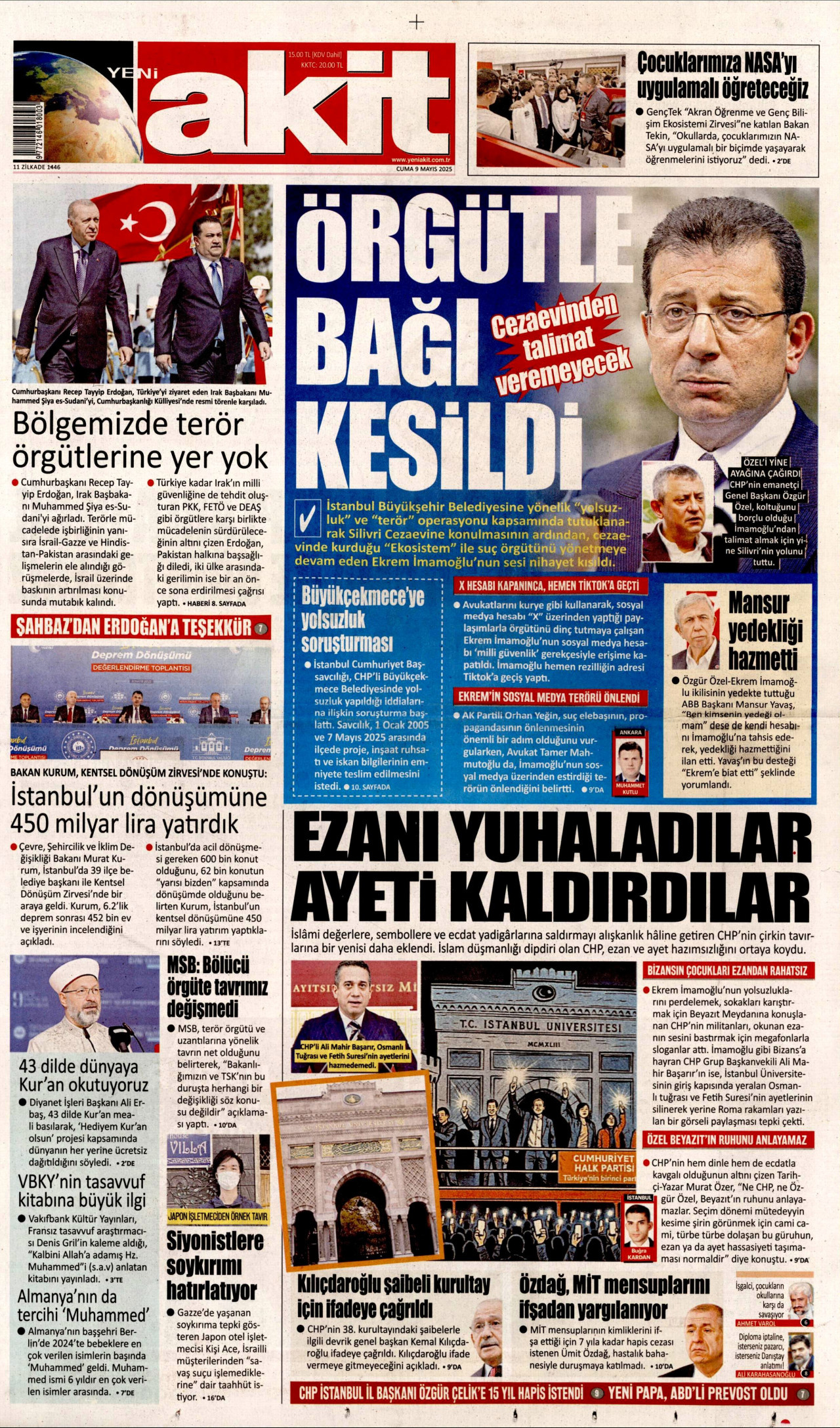 YENİ AKİT Gazete Manşeti