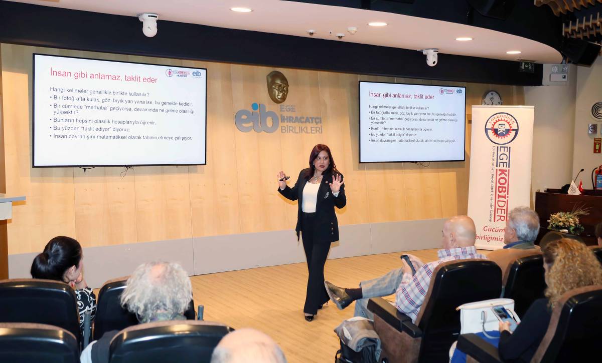 EGEKOBİDER ve EİB İş Birliğiyle Düzenlenen Eğitim Maratonu Tamamlandı. Son eğitim Yapay Zeka ve Veri Güvenliği Oldu Dinçer: “Yapay zeka düşünmez, taklit eder”